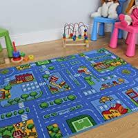 Los mejores  - The Rug House Cubrepisos para Salas de Juego de niños. con Dibujos de Pueblo- Casas y Calles. - 3